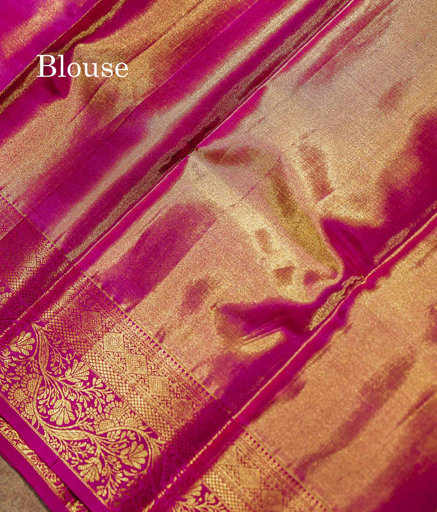 Light Parrot Green Tissue Bridal Pure Kanjivaram Silk Saree With Contrast Magenta Pink Border