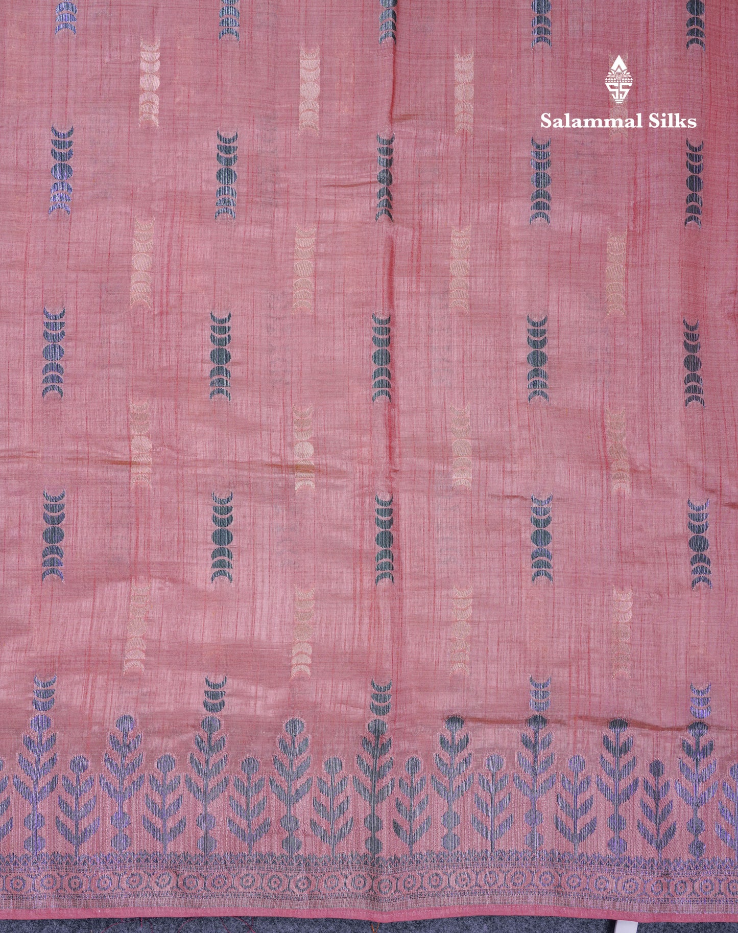 Beautiful Light Pink Semi Raw Silk Saree With Fancy Border