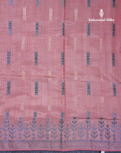 Beautiful Light Pink Semi Raw Silk Saree With Fancy Border
