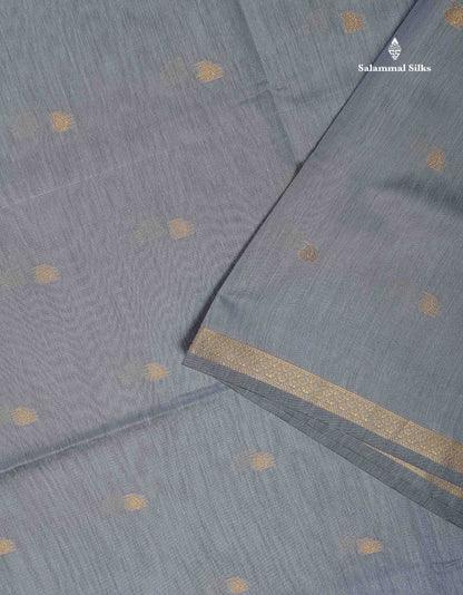Maheshwari Cotton Saree - Grey Colour Body Zari Butta With Contrast Pink Blouse