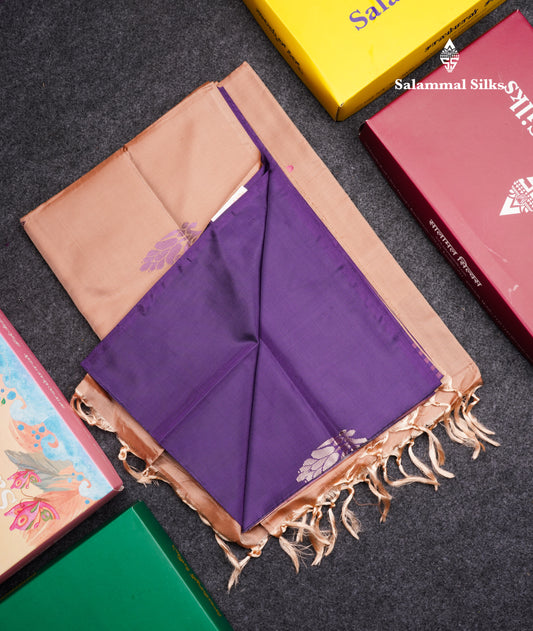 Violet Banana Pinth Saree (Vaazhainaar Pattu) With Contrast Light Chocolate Blouse