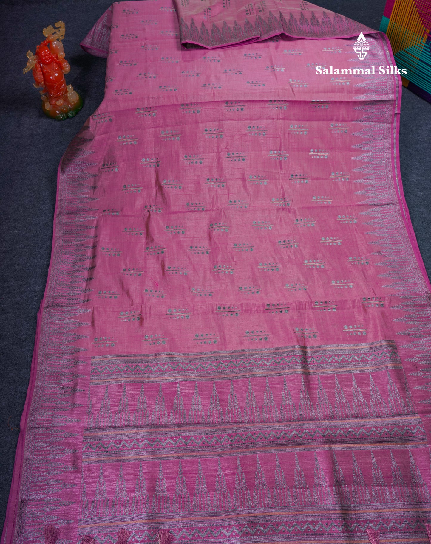 Beautiful Reddish Maroon Semi Raw Silk Saree With Fancy Border