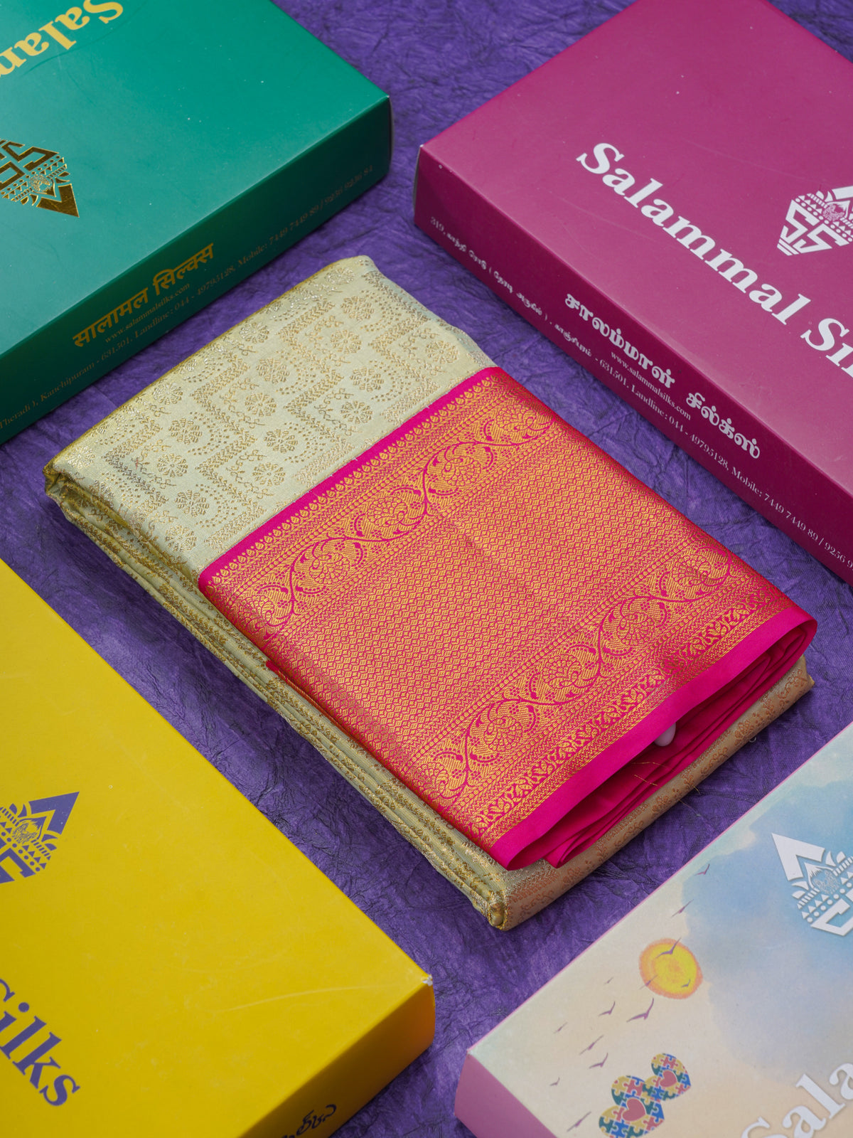 White Beautiful Grand Pure Kanjivaram Silk Saree With Light Pink Border
