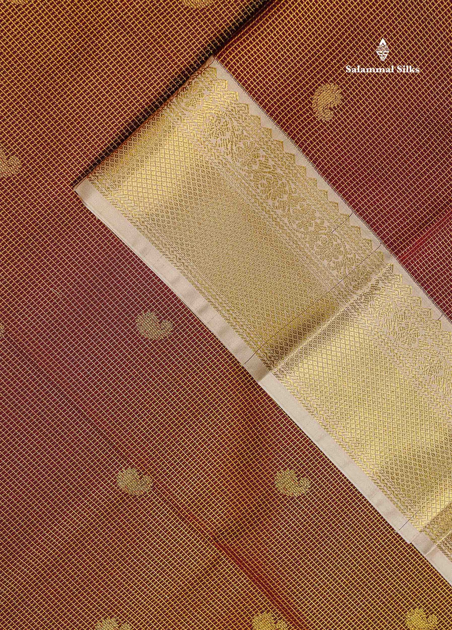 Semi Silk Saree - Bottle Green Mango Butta With Tiny Vaira Oosi Checks Along With Contrast Cream Sandal Traditional Border