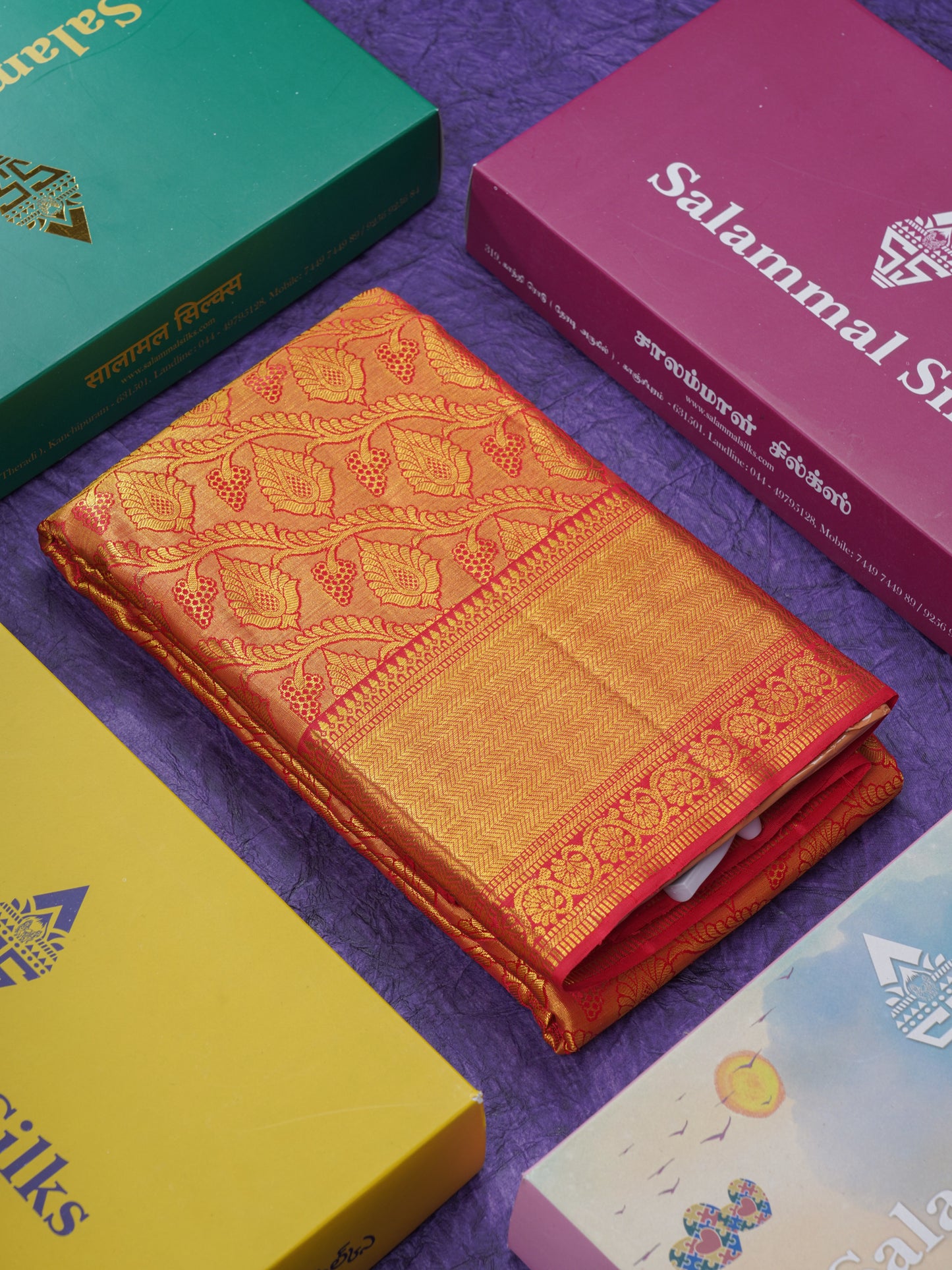 Red Beautiful Meenakari Work Grand Pure Kanjivaram Silk Saree With Self Border