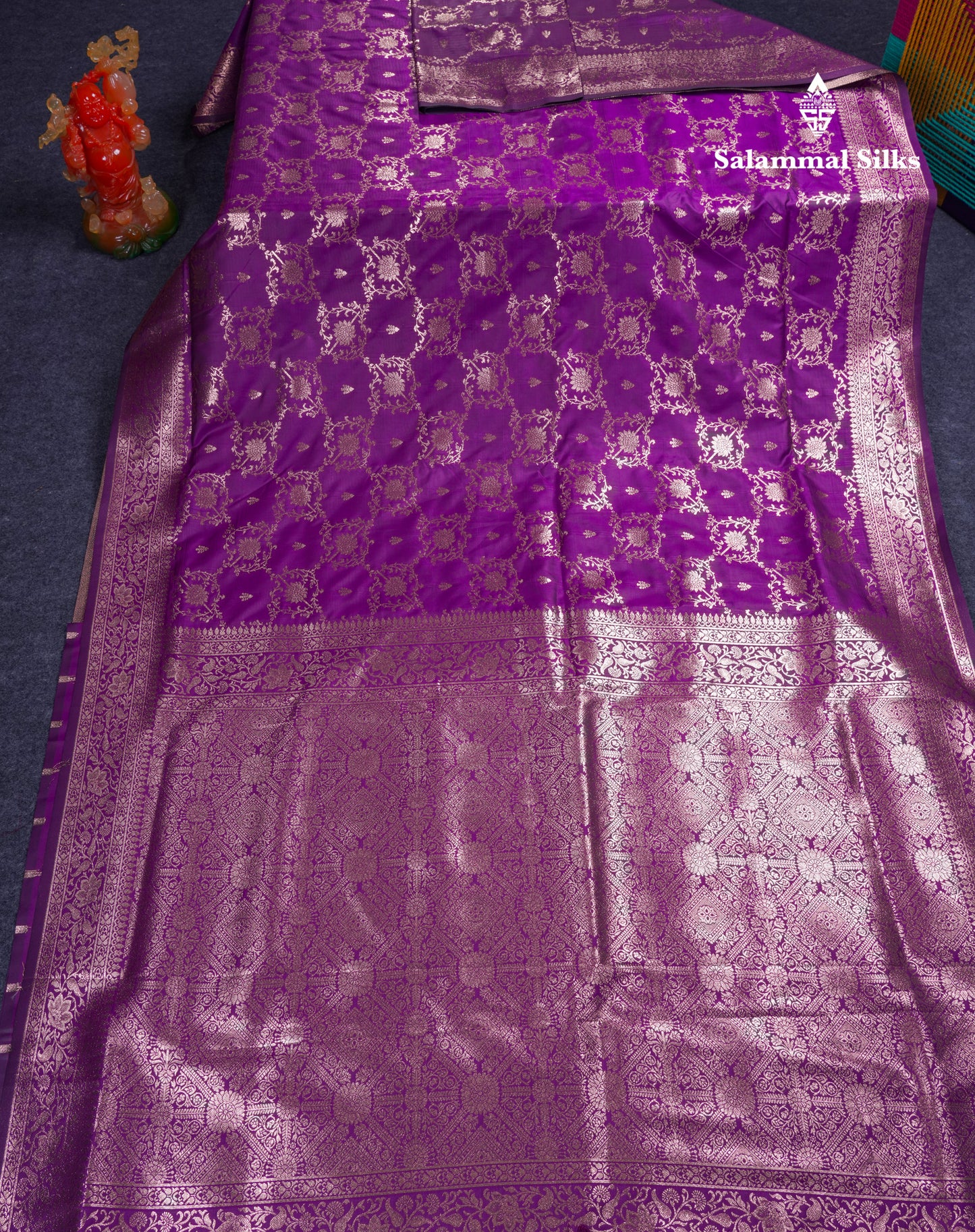 Beautiful Dark Maroon Semi Banaras Saree With Fancy Border