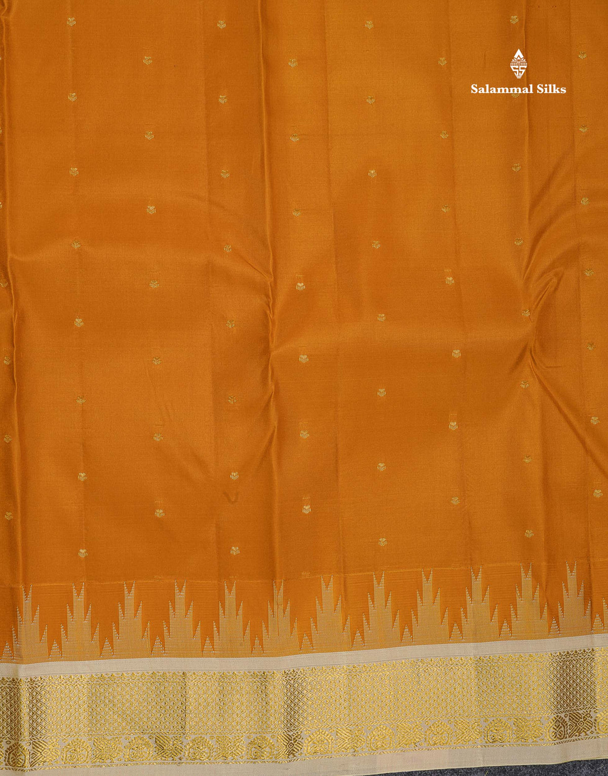 Pure Kanjivaram Silk Saree - White Colour Body Zari Butta & Contrast Black Traditional Temple Border