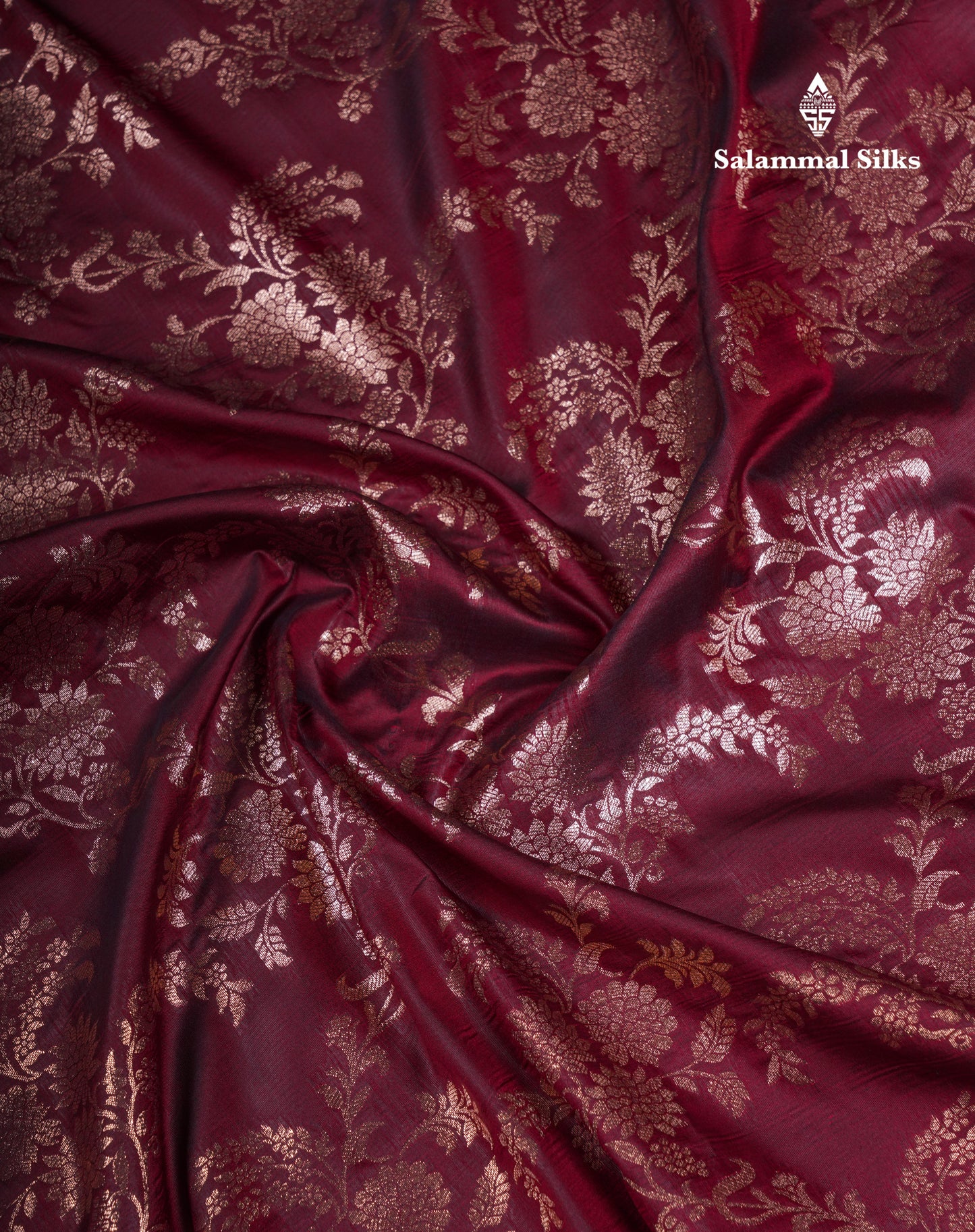 Beautiful Dark Maroon Semi Banaras Saree With Fancy Border