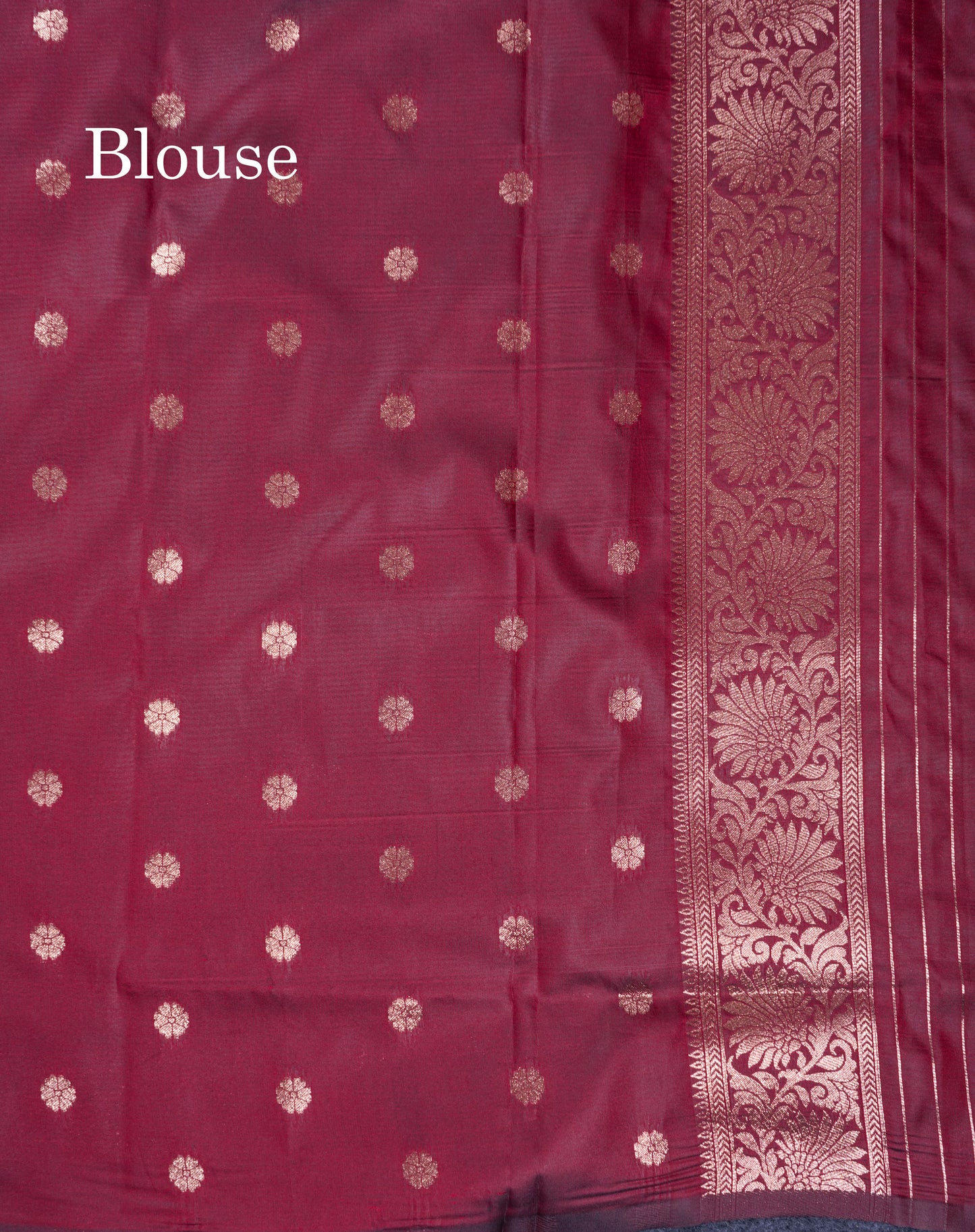 Beautiful Dark Maroon Semi Banaras Saree With Fancy Border