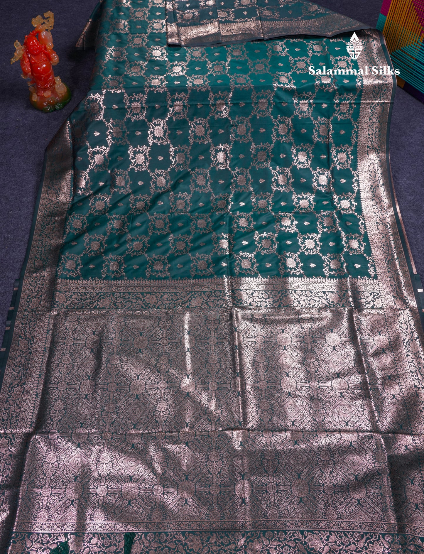 Beautiful Dark Maroon Semi Banaras Saree With Fancy Border