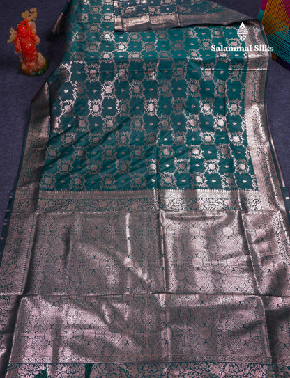 Beautiful Dark Maroon Semi Banaras Saree With Fancy Border
