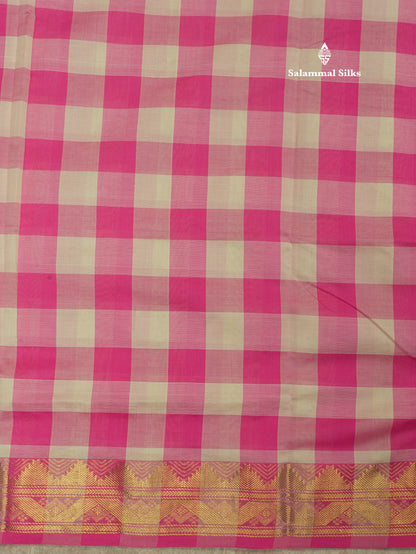 Paalum Pazham Checks Pure Silk Cotton Saree With Gold Zari Border