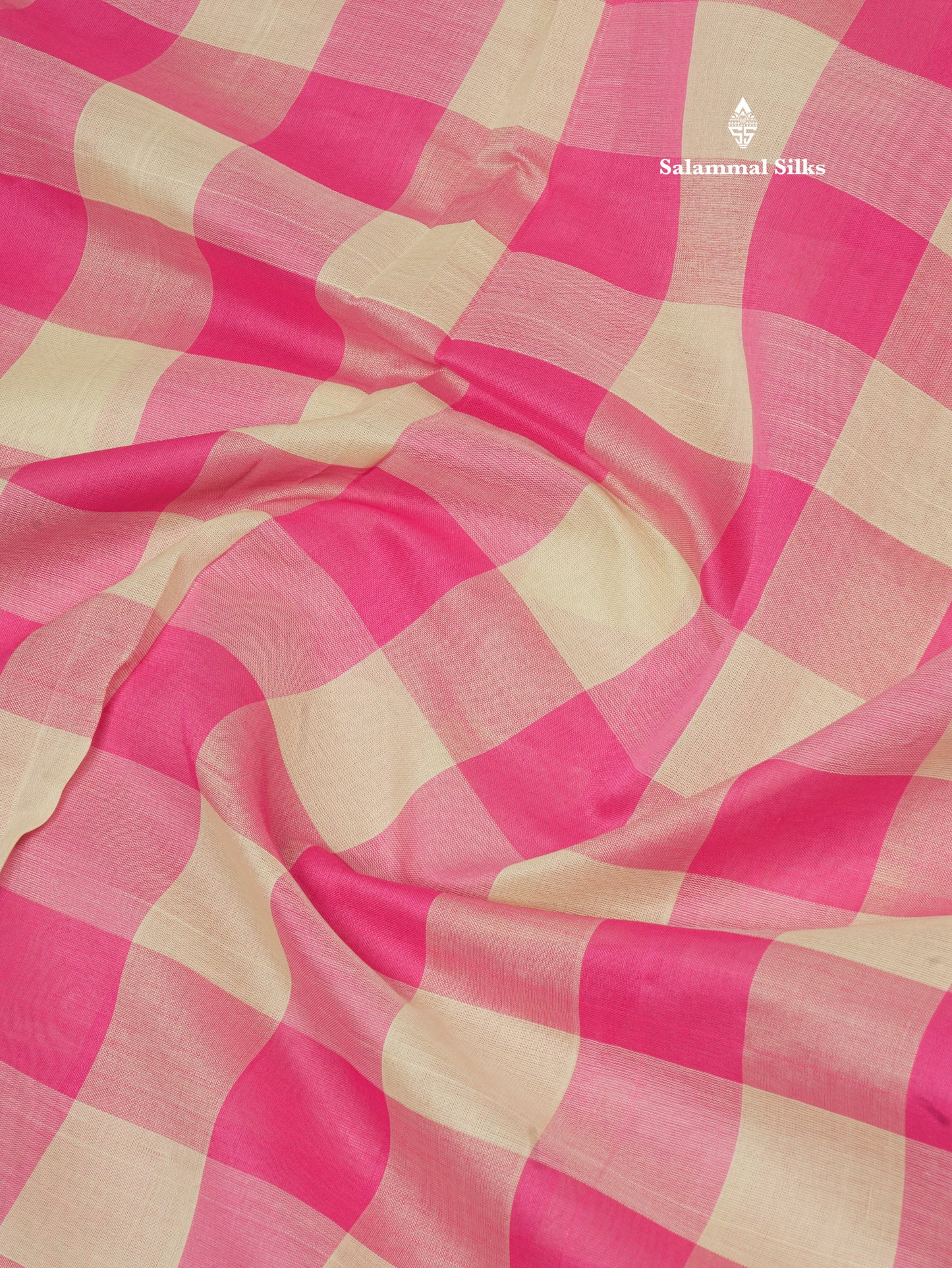 Paalum Pazham Checks Pure Silk Cotton Saree With Gold Zari Border