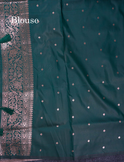 Beautiful Dark Maroon Semi Banaras Saree With Fancy Border