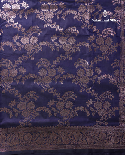 Beautiful Dark Maroon Semi Banaras Saree With Fancy Border