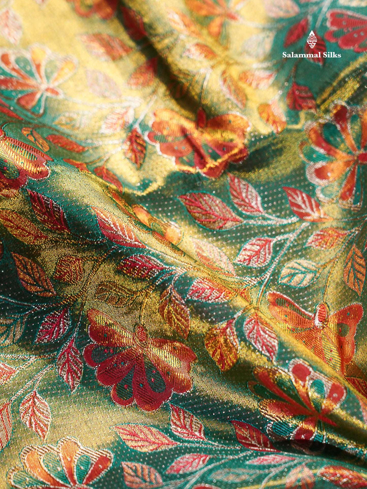 Sapphire Green Meenakari Work Beautiful Tissue Bridal Pure Kanjivaram Silk Saree With Paithani Border