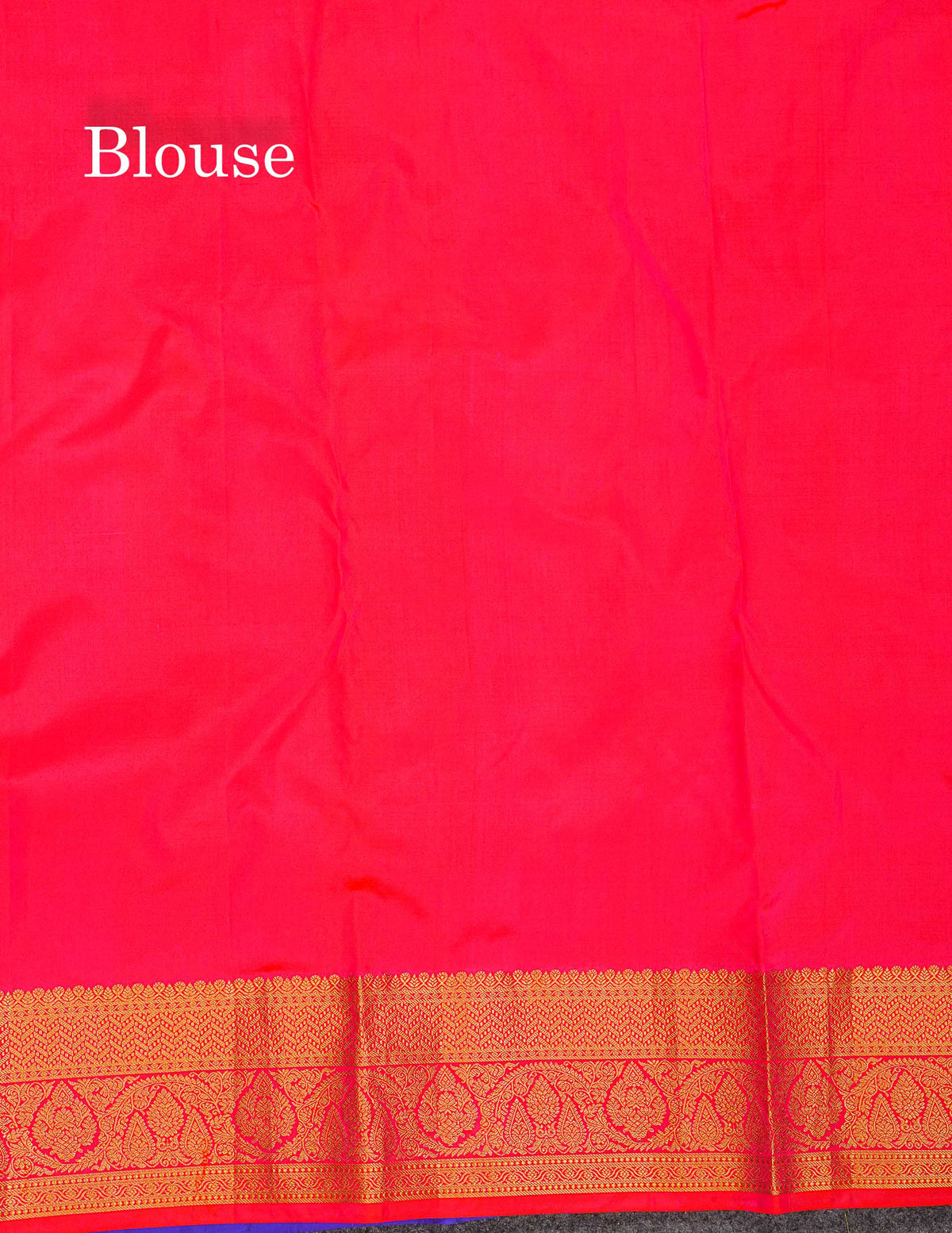 Pure Kanjivaram Silk Saree - Royal Blue Colour Body With Butta & Contrast Pinkish Orange Blouse
