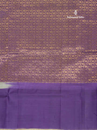 Light Elaichi Green Pure Silk Cotton Saree With Contrast Violet Temple Border