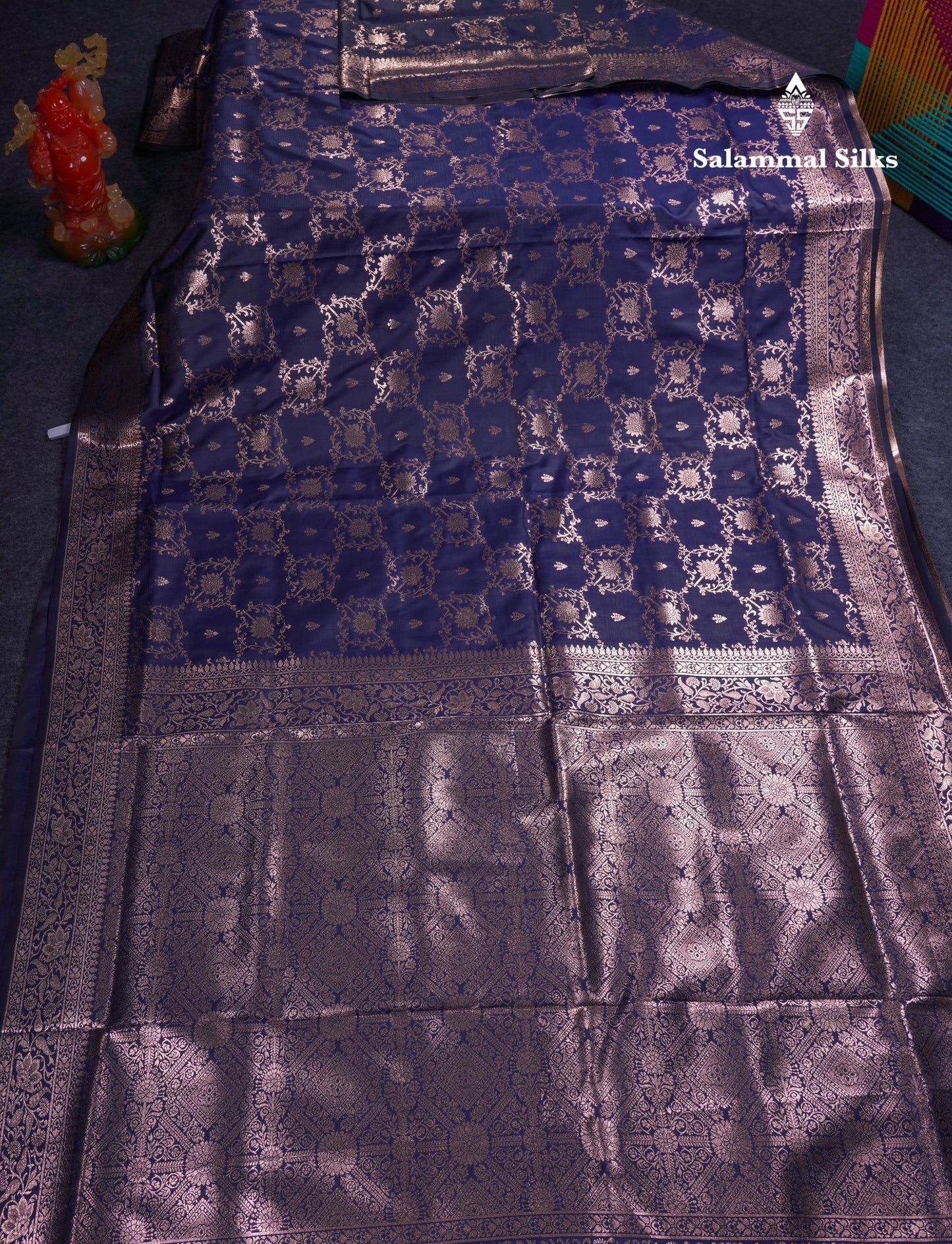 Beautiful Dark Maroon Semi Banaras Saree With Fancy Border