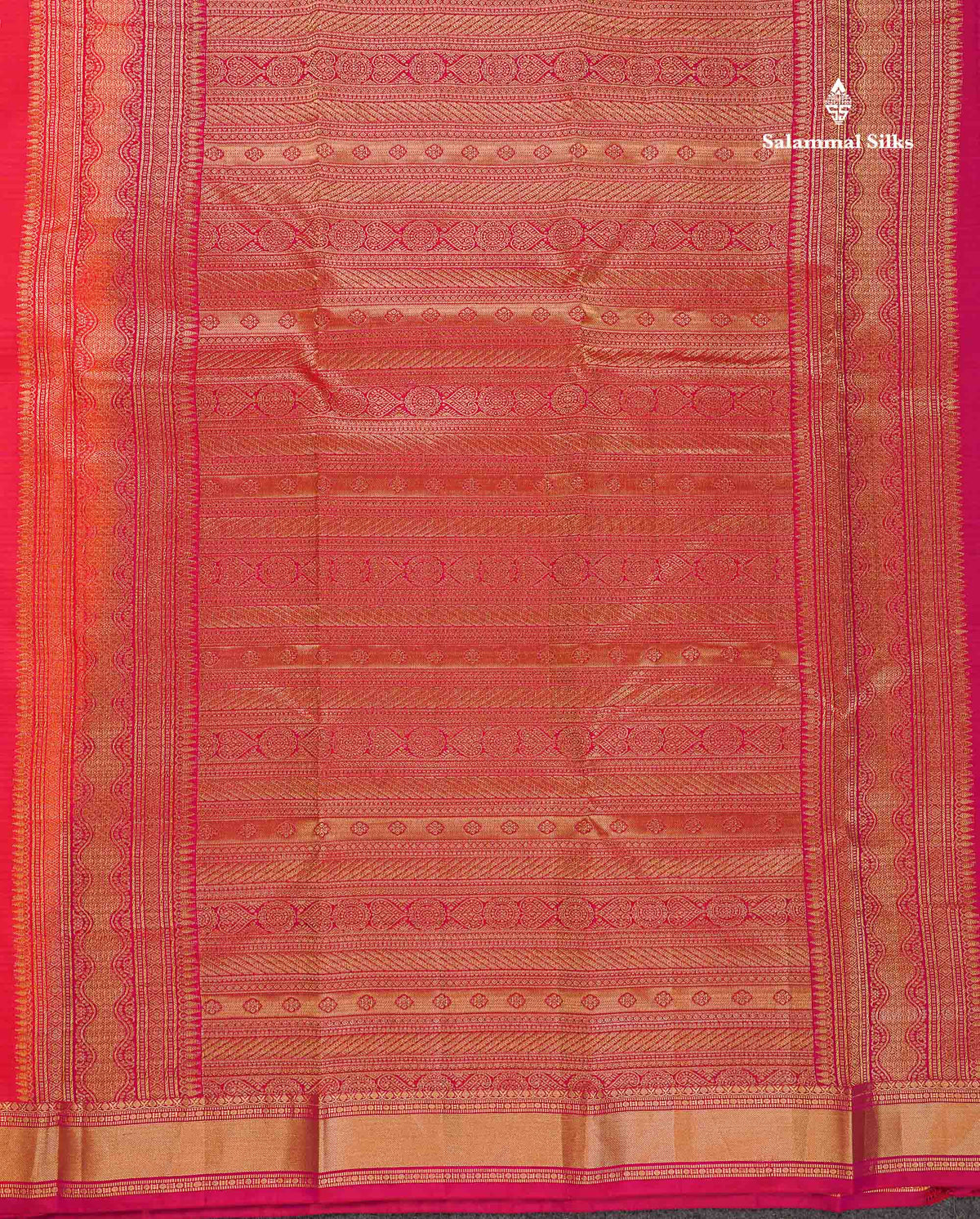 Pure Kanjivaram Silk Saree - Pinkish Orange Colour Body With Traditional Small Border