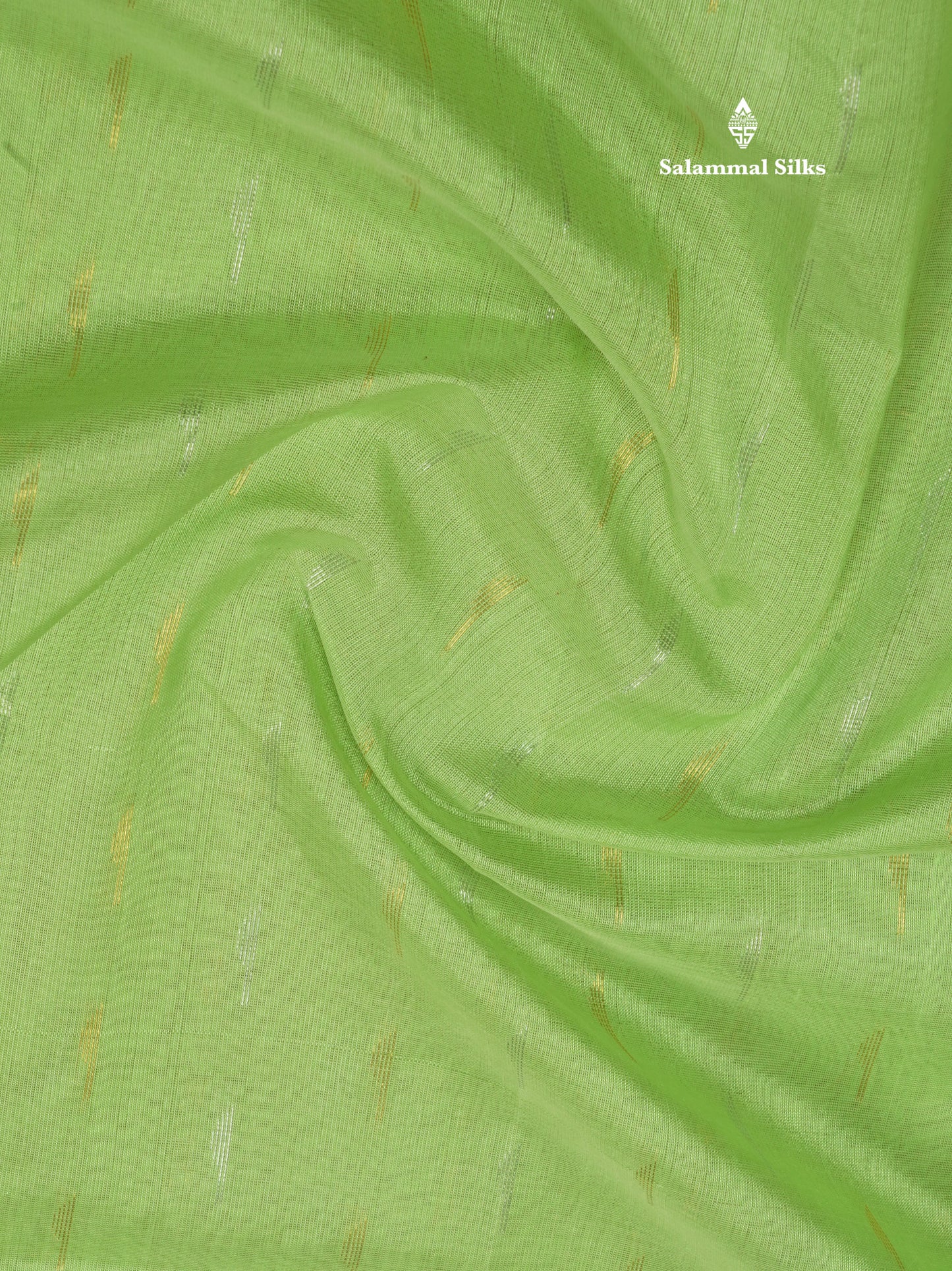 Light Elaichi Green Pure Silk Cotton Saree With Contrast Violet Temple Border