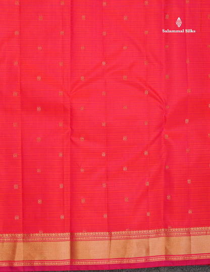 Pure Kanjivaram Silk Saree - Pinkish Orange Colour Body With Traditional Small Border