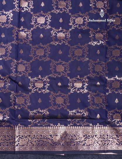 Beautiful Dark Maroon Semi Banaras Saree With Fancy Border