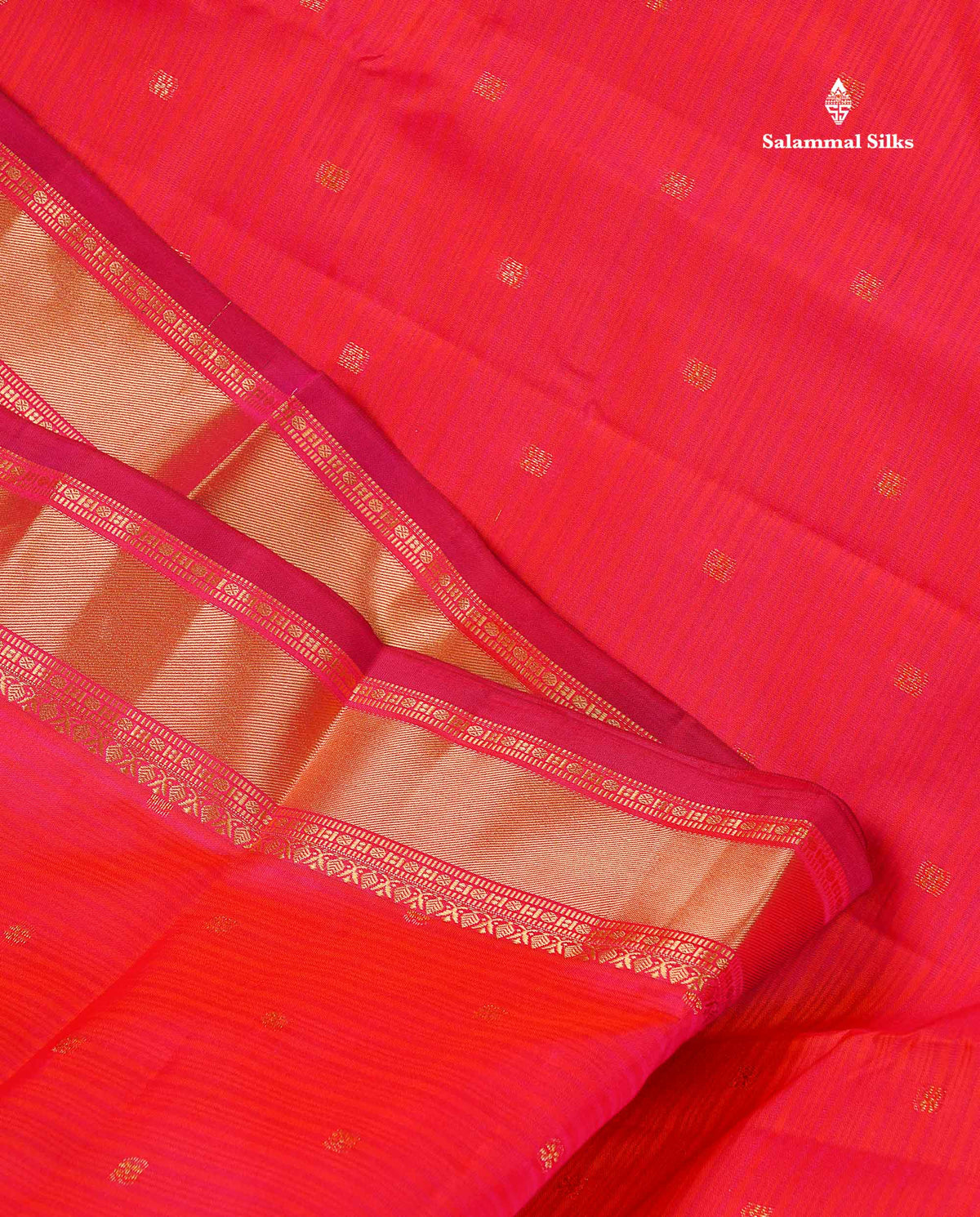 Pure Kanjivaram Silk Saree - Pinkish Orange Colour Body With Traditional Small Border