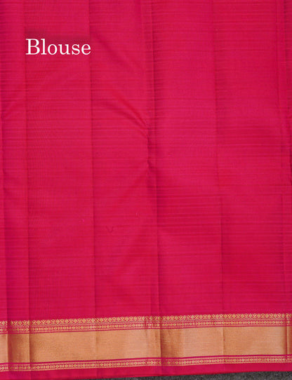 Pure Kanjivaram Silk Saree - Pinkish Orange Colour Body With Traditional Small Border