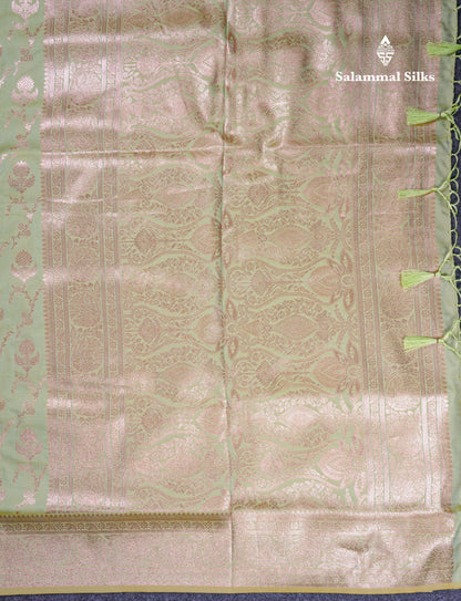 Beautiful Bottle Green Semi Banaras Saree With Fancy Border