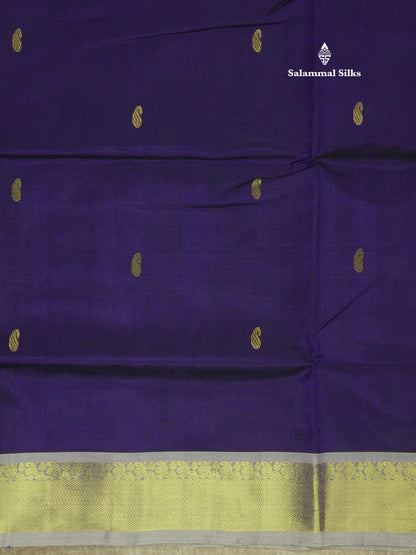 Violet Pure Silk Cotton Saree With Contrast Half White Traditional Border
