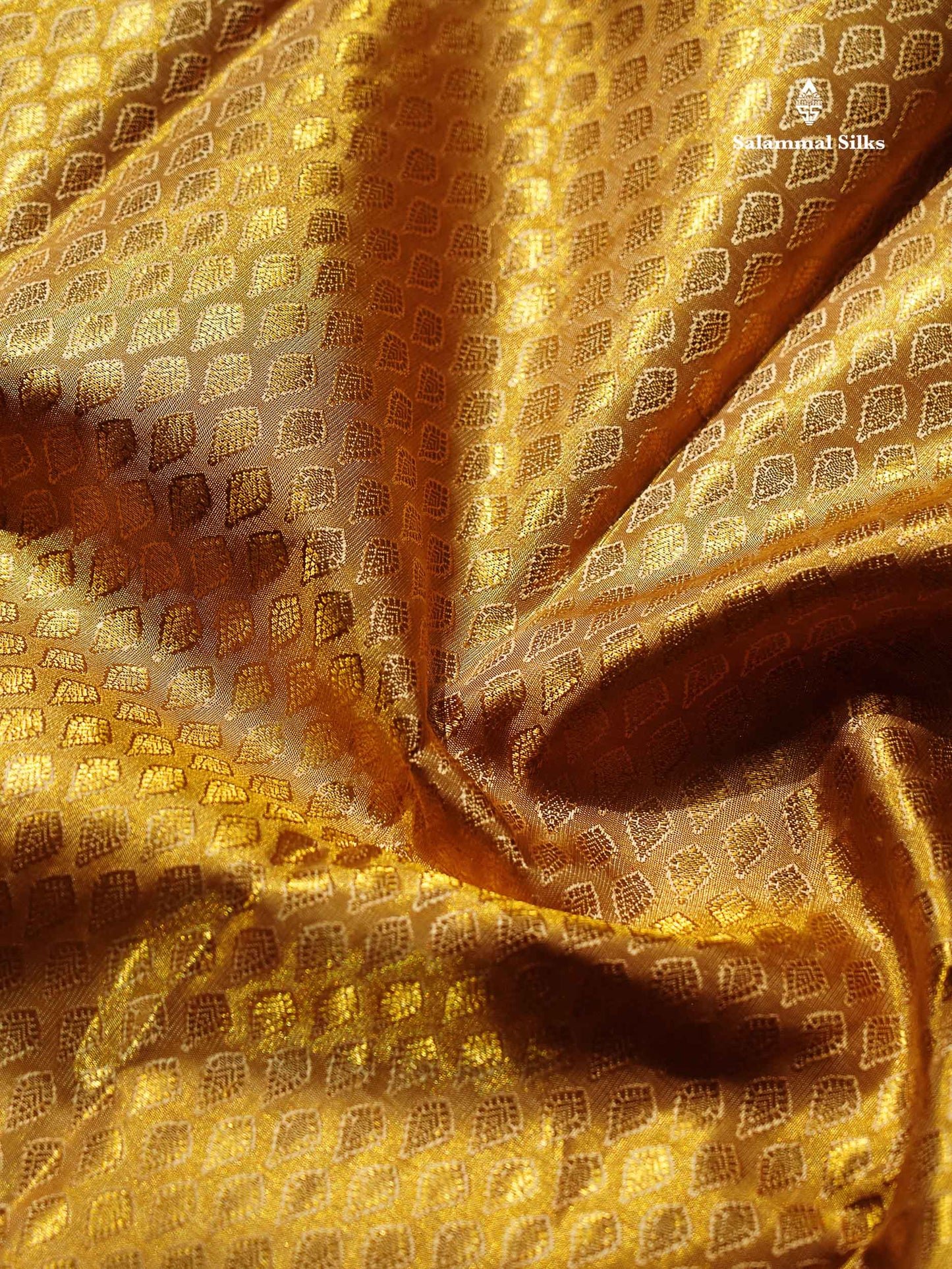 Bridal Pure Kanjivaram Silk Saree - Gold Colour Tissue With Traditional Border