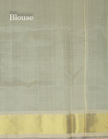 Violet Pure Silk Cotton Saree With Contrast Half White Traditional Border