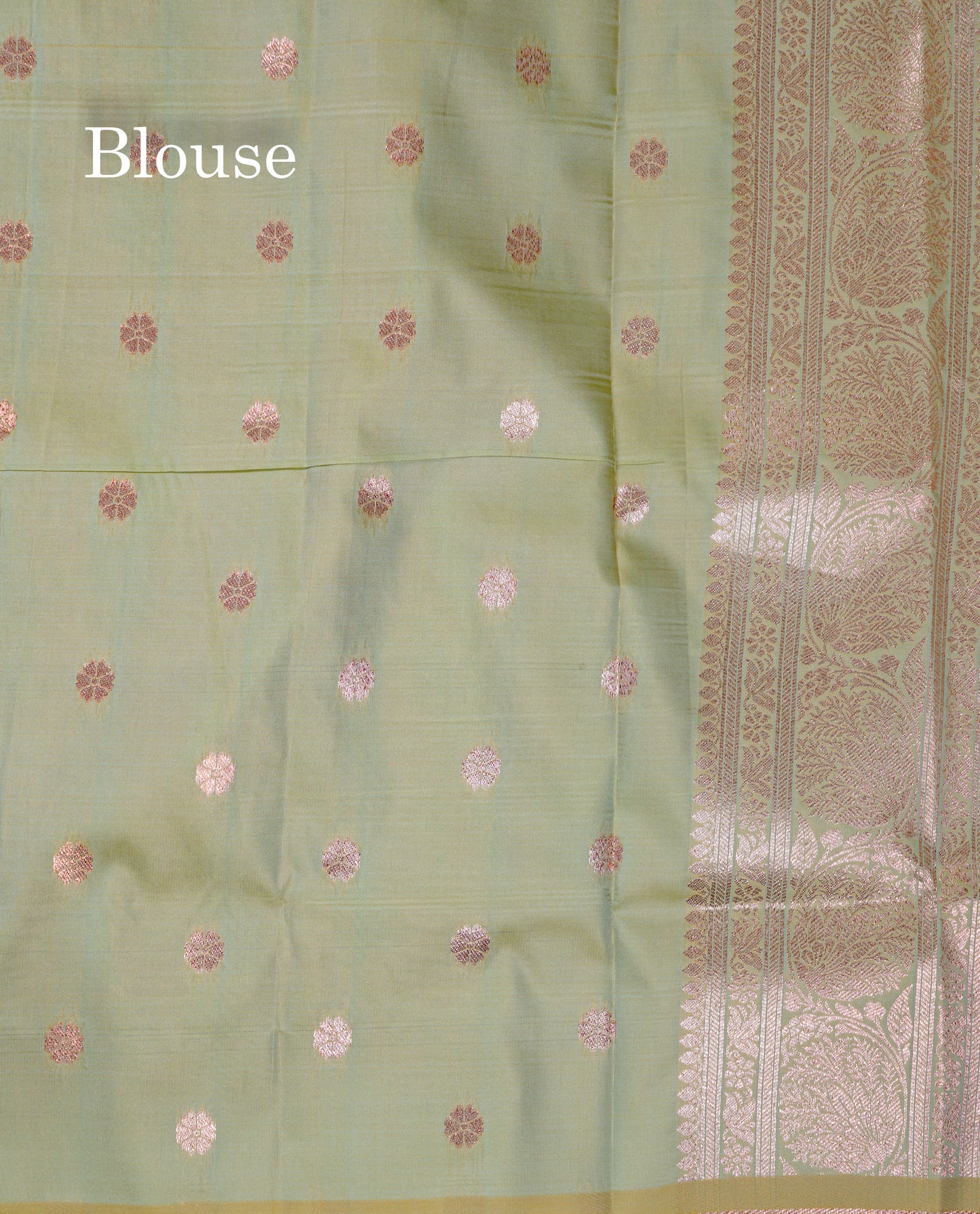 Beautiful Peacock Green Semi Banaras Saree With Fancy Border