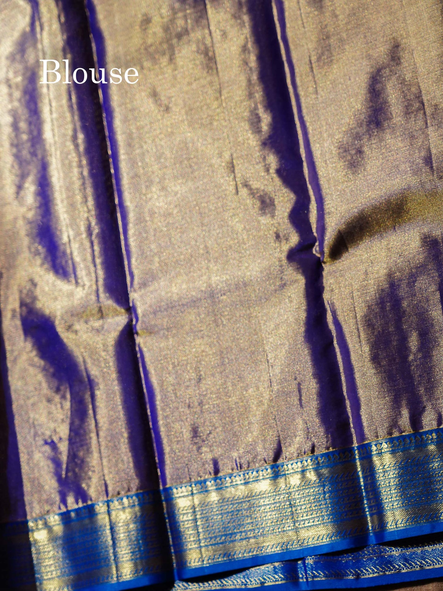 Bridal Pure Kanjivaram Silk Saree - Gold Tissue With Contrast Peacock Blue Traditional Evening Morning Border
