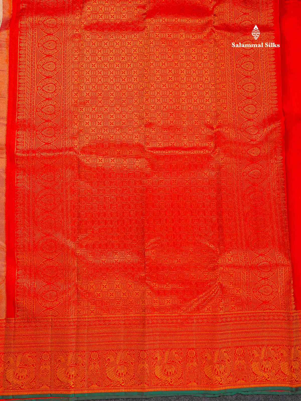Bridal Pure Kanjivaram Silk Saree - Beige Colour Body With Contrast Chilly Red Evening Morning Border