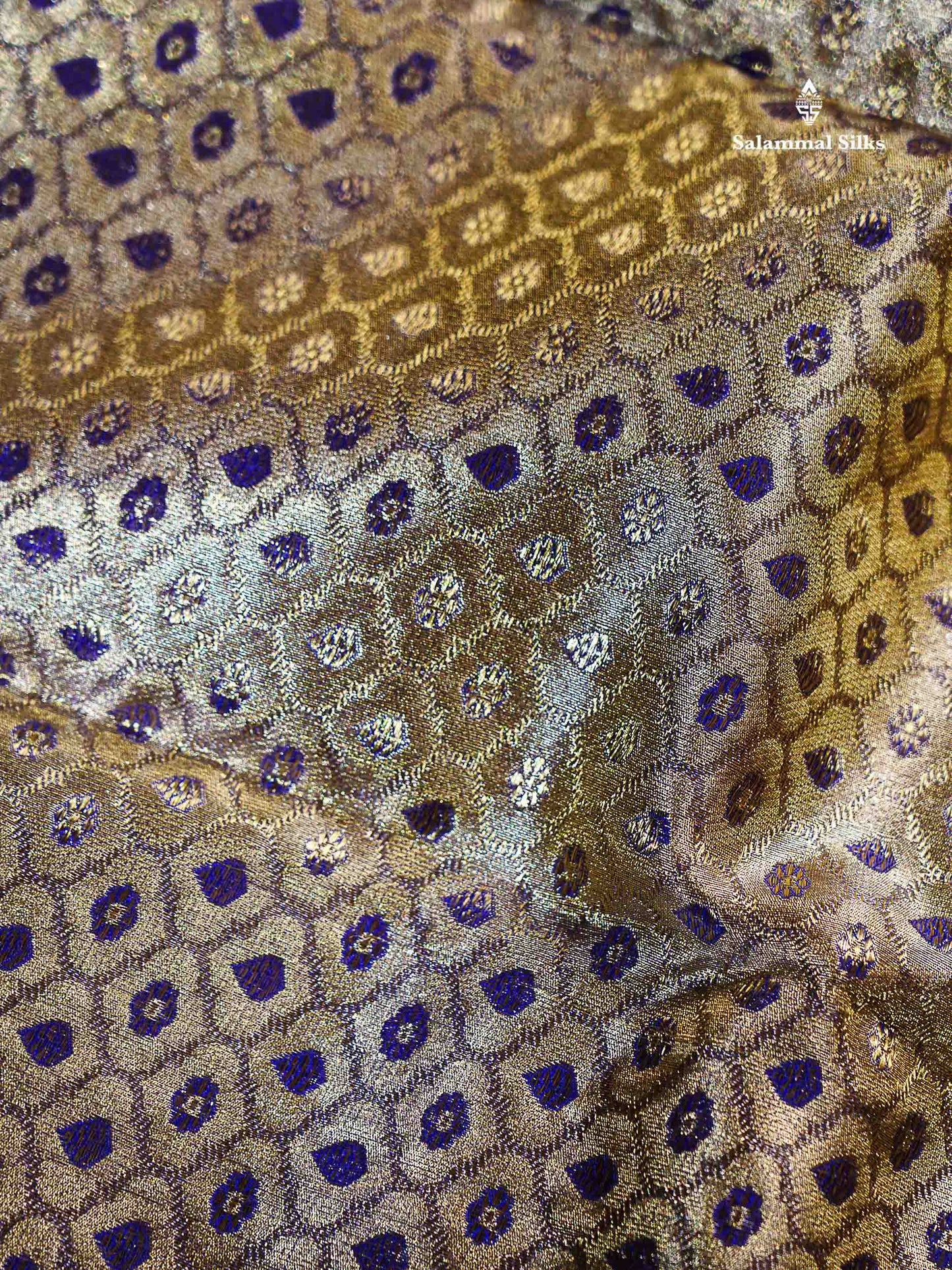 Bridal Pure Kanjivaram Silk Saree - Gold Tissue With Contrast Peacock Blue Traditional Evening Morning Border
