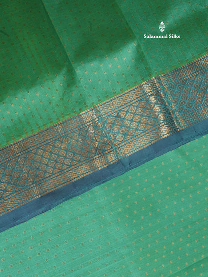 Sapphire Blue Pure Silk Cotton Saree With Contrast Royal Blue Fancy Border