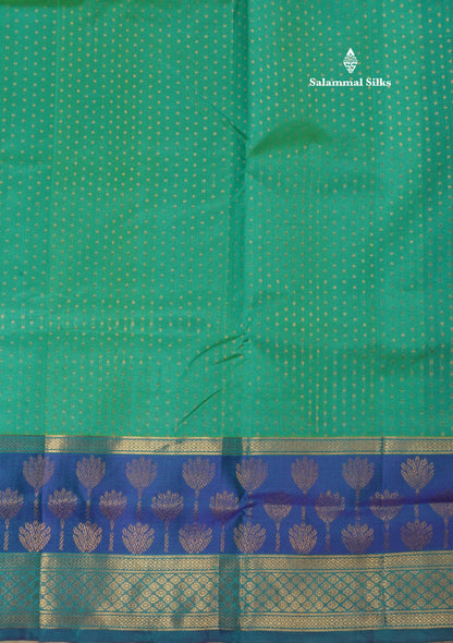 Sapphire Blue Pure Silk Cotton Saree With Contrast Royal Blue Fancy Border