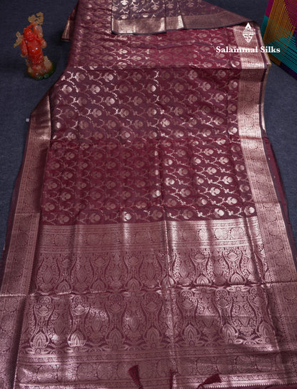 Beautiful Bottle Green Semi Banaras Saree With Fancy Border