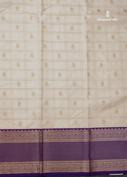 Light Rexona Zari Checks With Mango Butta Semi Silk Saree With Contrast Dark Maroon Traditional Border