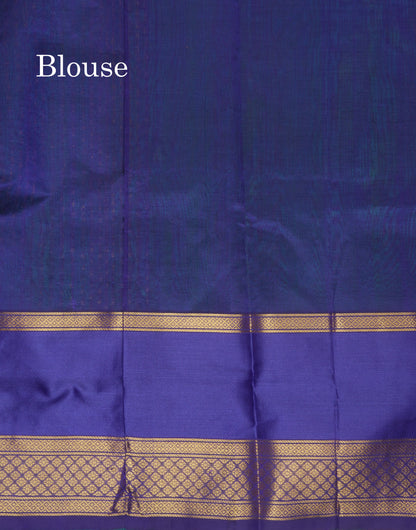 Sapphire Blue Pure Silk Cotton Saree With Contrast Royal Blue Fancy Border