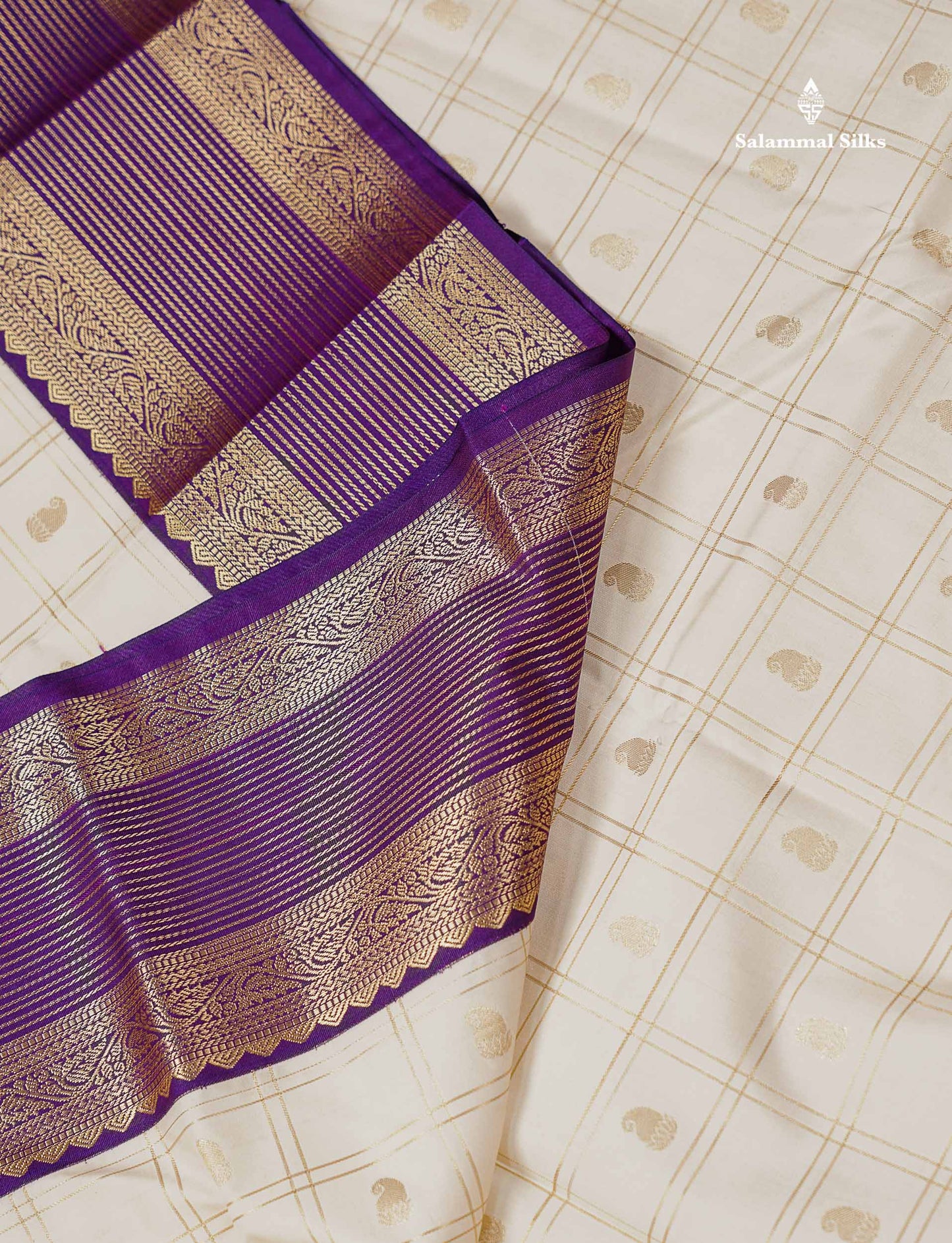 Light Rexona Zari Checks With Mango Butta Semi Silk Saree With Contrast Dark Maroon Traditional Border