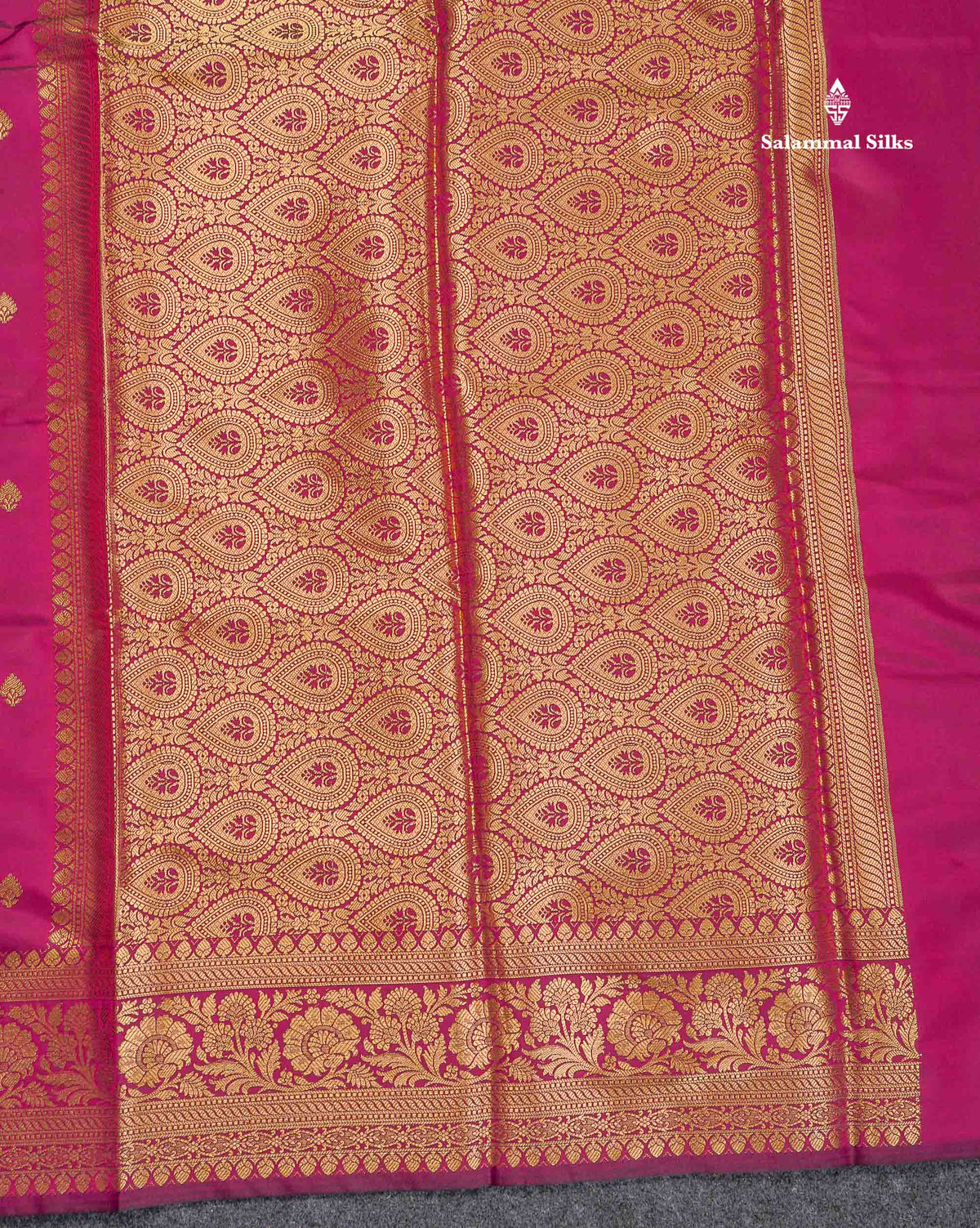 Semi Silk Saree - Magenta Colour Body Zari Butta With Fancy Border