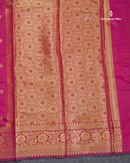 Semi Silk Saree - Magenta Colour Body Zari Butta With Fancy Border