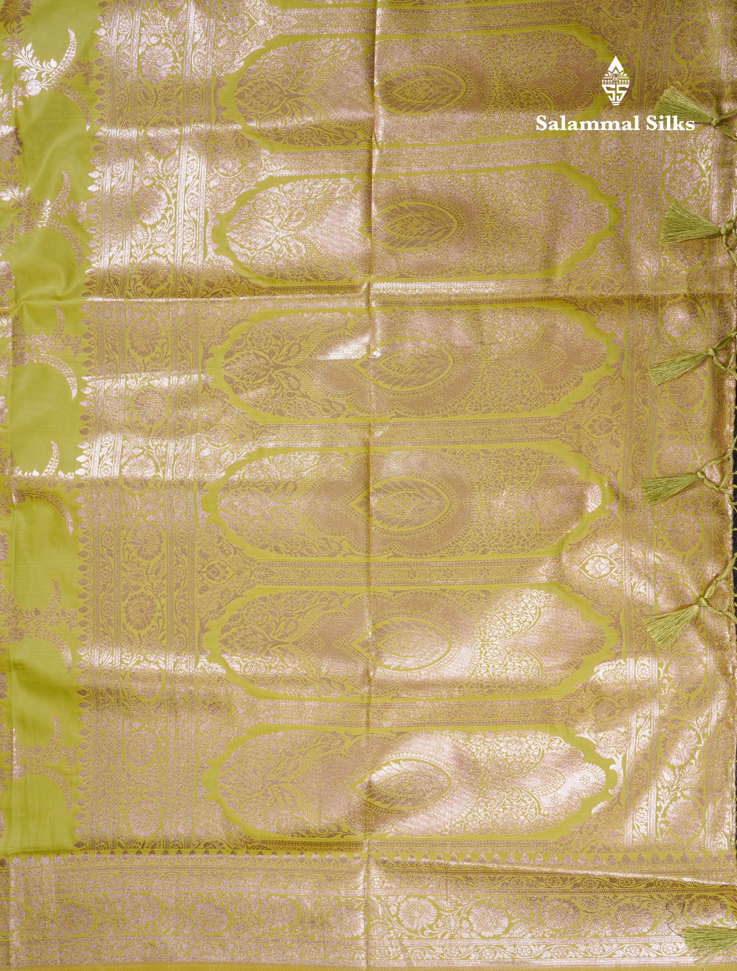 Beautiful Peacock Green Semi Banaras Saree With Fancy Border