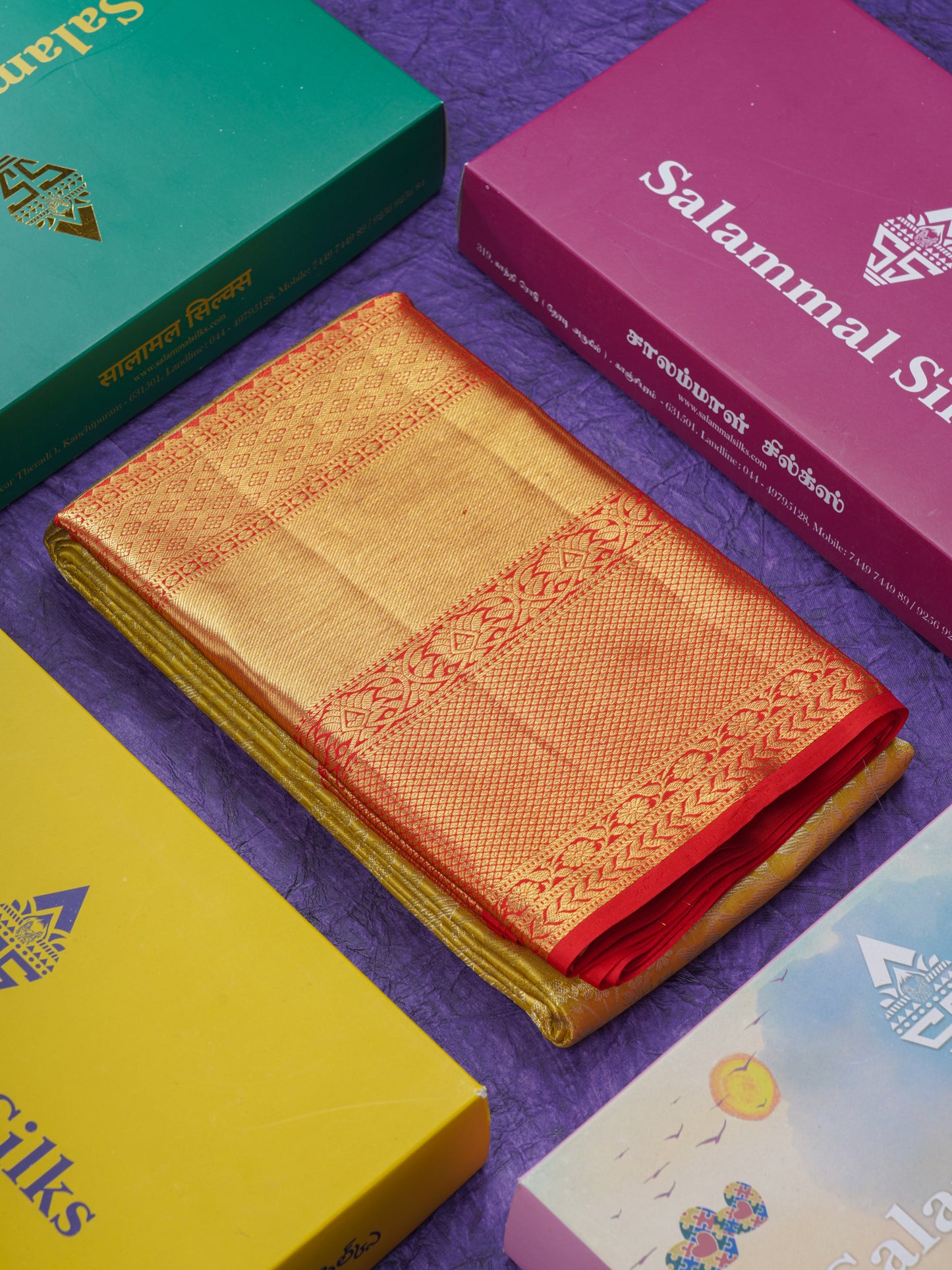 Golden Yellow Beautiful Tissue Grand Bridal Pure Kanjivaram Silk Saree With Maroon Evening Morning Border