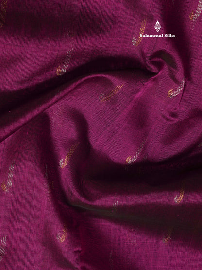 Violet Paithani Design Pure Silk Cotton Saree With Gold Zari Border