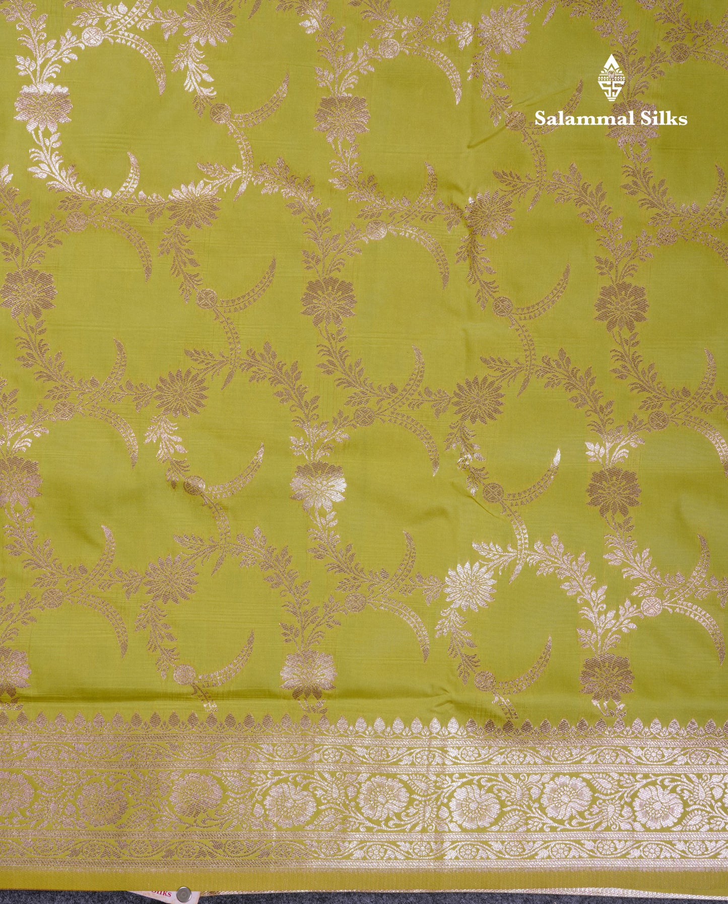Beautiful Peacock Green Semi Banaras Saree With Fancy Border