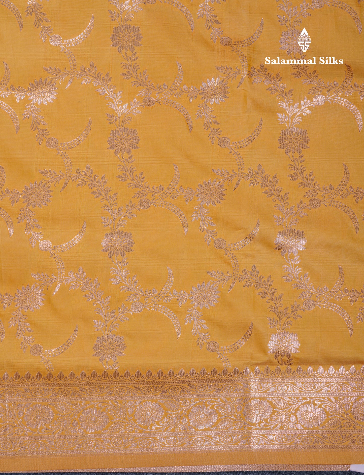 Beautiful Peacock Green Semi Banaras Saree With Fancy Border